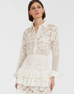 Boy Shirt White In Cotton Lace