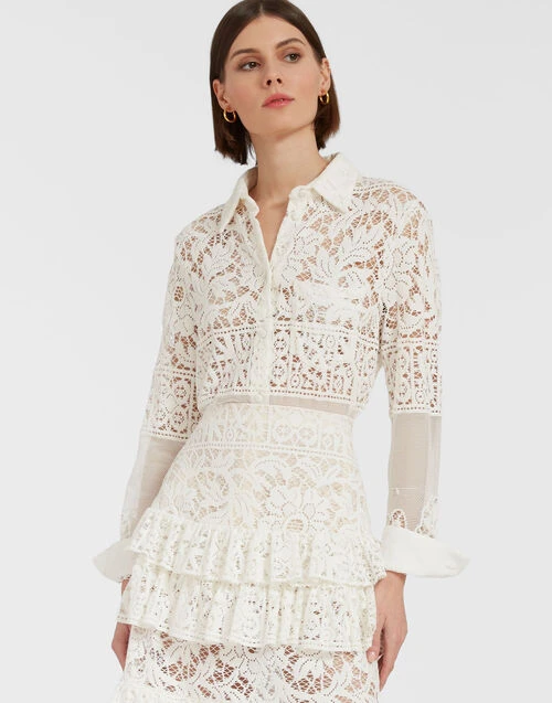 Boy Shirt White In Cotton Lace 1 Boy Shirt White In Cotton Lace