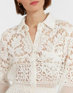 Boy Shirt White In Cotton Lace 12 Boy Shirt White In Cotton Lace -Fashion Clothing SHI0001EMB028SOLID WH01 4