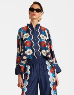 Foulard Shirt Whitsun Placée Blue In Silk Twill -Fashion Clothing SHI0059SIL006FSK03 BU03 2