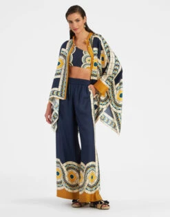 Foulard Shirt Mudejar Placée Blue In Silk Twill -Fashion Clothing SHI0059SIL006MUD01 BU03 3