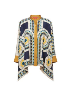 Foulard Shirt Mudejar Placée Blue In Silk Twill -Fashion Clothing SHI0059SIL006MUD01 BU03 5