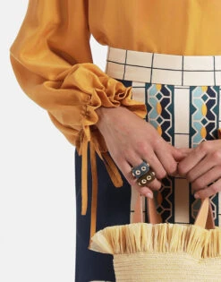 Shirt And Sassy Solid Gold In Washed Silk -Fashion Clothing SHI0061SIL016SOLID YE05