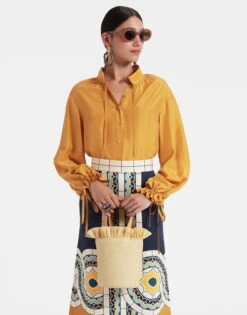 Shirt And Sassy Solid Gold In Washed Silk