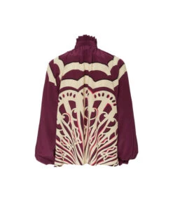 Cerere Blouse Fans Placée Purple In Crepe De Chine -Fashion Clothing SHI0086CRE002FAN03 PU01 6