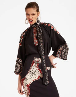 Cerere Blouse Gattopardo Placée Black In Silk Voile -Fashion Clothing SHI0086SIL009GAT01 BL01 2