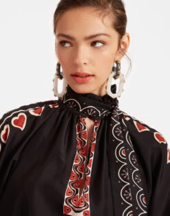 Cerere Blouse Gattopardo Placée Black In Silk Voile -Fashion Clothing SHI0086SIL009GAT01 BL01 4