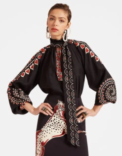 Cerere Blouse Gattopardo Placée Black In Silk Voile -Fashion Clothing SHI0086SIL009GAT01 BL01 5