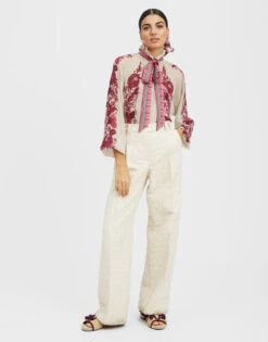 Cerere Blouse Zodiac Placée Purple In Silk Chiffon