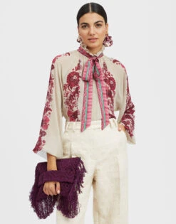 Cerere Blouse Zodiac Placée Purple In Silk Chiffon -Fashion Clothing SHI0086SIL014ZOD01 PU01 2