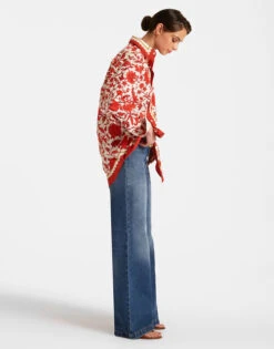 Better Than Your Boyfriend's Shirt Dragonflower Placée Red In Summer Poplin -Fashion Clothing SHI0092COT039DRE05 RE01 3