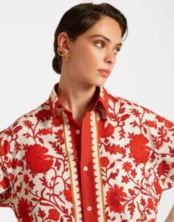 Better Than Your Boyfriend's Shirt Dragonflower Placée Red In Summer Poplin -Fashion Clothing SHI0092COT039DRE05 RE01 4