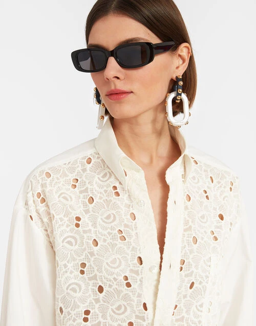 Lacey Better Than Your Boyfriend's Shirt Solid Ivory In Sangallo 4 Lacey Better Than Your Boyfriend's Shirt Solid Ivory In Sangallo - Image 4
