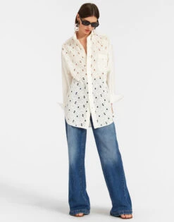 Lacey Better Than Your Boyfriend's Shirt Solid Ivory In Sangallo 12 Lacey Better Than Your Boyfriend's Shirt Solid Ivory In Sangallo -Fashion Clothing SHI0100EMB035SOLID WH04 4