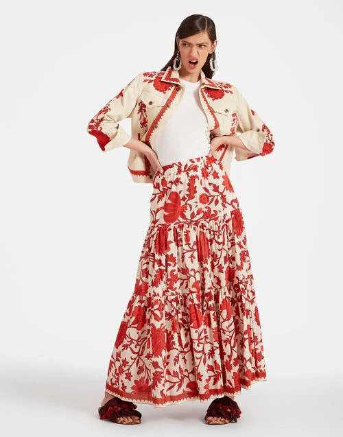 Big Skirt Dragonflower Red In Silk Voile 2 Big Skirt Dragonflower Red In Silk Voile - Image 2