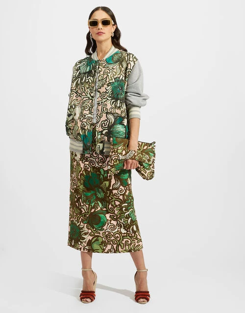 Pencil Skirt Anemone Pink In Shot Cotton 2 Pencil Skirt Anemone Pink In Shot Cotton - Image 2