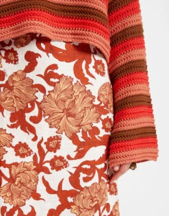 Pencil Skirt Reef White In Shot Cotton -Fashion Clothing SKI0011COT005REE01 WH01 2