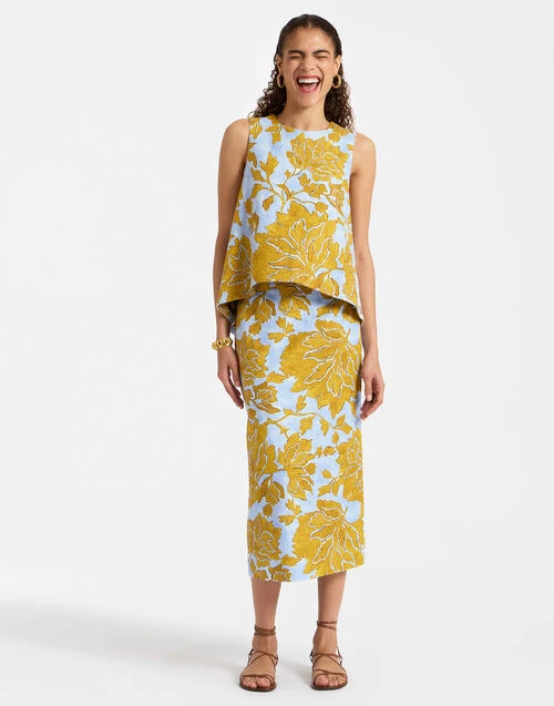 Pencil Skirt Tangle Light Blue In Shot Cotton 1 Pencil Skirt Tangle Light Blue In Shot Cotton