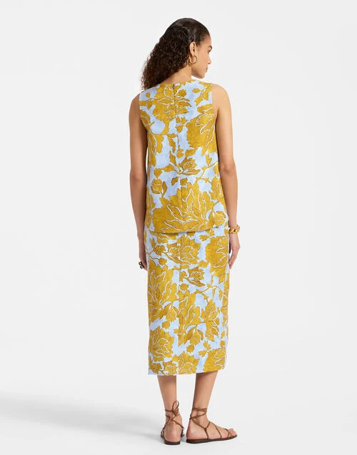 Pencil Skirt Tangle Light Blue In Shot Cotton 2 Pencil Skirt Tangle Light Blue In Shot Cotton - Image 2