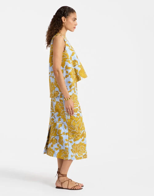 Pencil Skirt Tangle Light Blue In Shot Cotton 5 Pencil Skirt Tangle Light Blue In Shot Cotton - Image 5