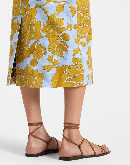 Pencil Skirt Tangle Light Blue In Shot Cotton 6 Pencil Skirt Tangle Light Blue In Shot Cotton - Image 6