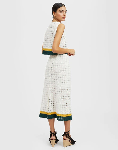 Pencil Skirt Clover White In Embroidered Cotton 2 Pencil Skirt Clover White In Embroidered Cotton - Image 2