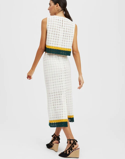 Pencil Skirt Clover White In Embroidered Cotton 3 Pencil Skirt Clover White In Embroidered Cotton - Image 3