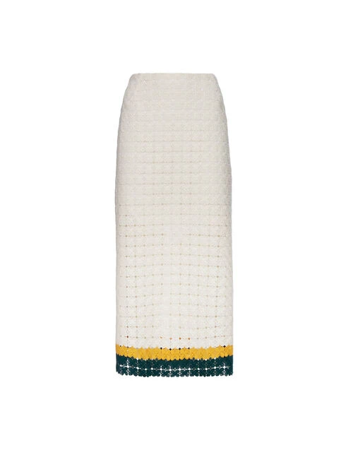 Pencil Skirt Clover White In Embroidered Cotton 4 Pencil Skirt Clover White In Embroidered Cotton - Image 4