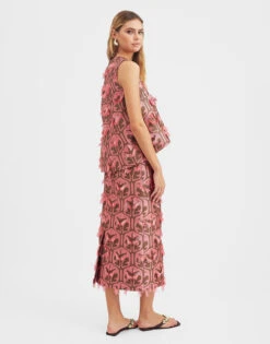 Pencil Skirt Grove Kaki/Pink In Jacquard -Fashion Clothing SKI0011JCQ043GRV03 PI01 3