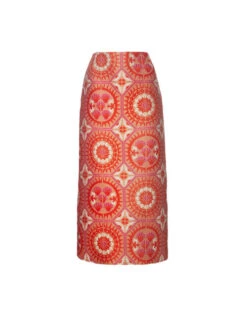 Pencil Skirt Sun Orange In Jacquard -Fashion Clothing SKI0011JCQ074SUN01 OR02 4