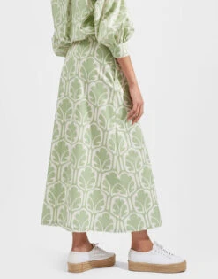 A-Long Skirt Grove In Heavy Cotton Stretch -Fashion Clothing SKI0018COT006GRV01 GR05 2