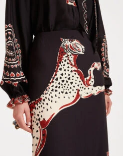 Pencil Skirt Gattopardo Placée Black In Envers Satin -Fashion Clothing SKI0022VIS011GAT01 BL01 3