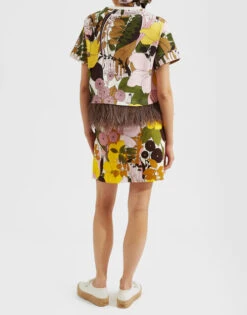 Mini Skirt Big Flower Rose In Heavy Cotton Stretch -Fashion Clothing SKI0027COT006BFL03 PI01 1