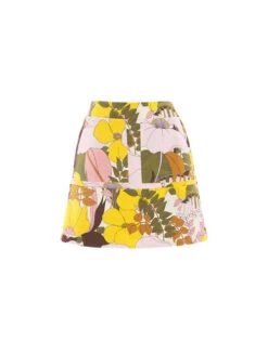 Mini Skirt Big Flower Rose In Heavy Cotton Stretch -Fashion Clothing SKI0027COT006BFL03 PI01 4