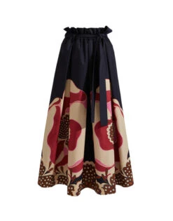 Sardegna Skirt Poppies Fuxia Placée In Popeline Cotton -Fashion Clothing SKI0044COT015 PPP0004 5