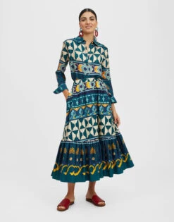 Sunset Skirt Casareale Placèe Emerald In Summer Poplin