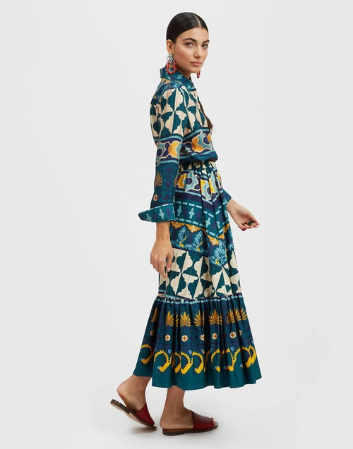 Sunset Skirt Casareale Placèe Emerald In Summer Poplin 3 Sunset Skirt Casareale Placèe Emerald In Summer Poplin - Image 3