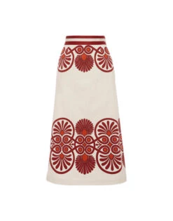Baia Skirt Medallion Placée Cream In Flat Cotton Stretch 9 Baia Skirt Medallion Placée Cream In Flat Cotton Stretch -Fashion Clothing SKI0081COT037MED01 WH03 7