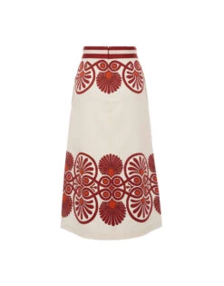 Baia Skirt Medallion Placée Cream In Flat Cotton Stretch 10 Baia Skirt Medallion Placée Cream In Flat Cotton Stretch -Fashion Clothing SKI0081COT037MED01 WH03 8