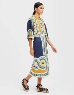 Baia Skirt Mudejar Placée Blue In Flat Cotton Stretch 8 Baia Skirt Mudejar Placée Blue In Flat Cotton Stretch -Fashion Clothing SKI0081COT037MUD01 BU03 2