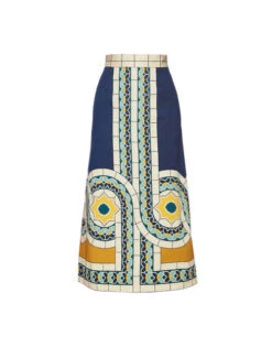 Baia Skirt Mudejar Placée Blue In Flat Cotton Stretch 9 Baia Skirt Mudejar Placée Blue In Flat Cotton Stretch -Fashion Clothing SKI0081COT037MUD01 BU03 4