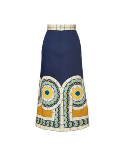Baia Skirt Mudejar Placée Blue In Flat Cotton Stretch 10 Baia Skirt Mudejar Placée Blue In Flat Cotton Stretch -Fashion Clothing SKI0081COT037MUD01 BU03 5