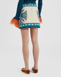 Foulard Mini Skirt Lotus Placée Ivory In Stretch Cotton 9 Foulard Mini Skirt Lotus Placée Ivory In Stretch Cotton -Fashion Clothing SKI0092COT046LOT01 WH04 2