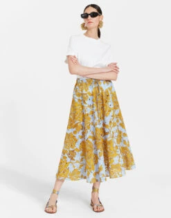 Drawstring Skirt Tangle Light Blue In Printed Lace