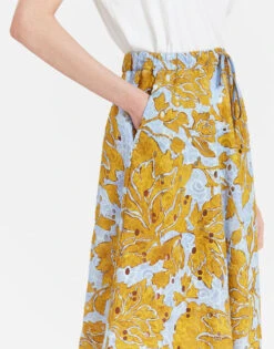 Drawstring Skirt Tangle Light Blue In Printed Lace -Fashion Clothing SKI0098EMB031TAN01 BU01 3