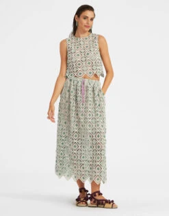 Drawstring Skirt Agua Cream In Macramé -Fashion Clothing SKI0098JCQ078AGU01 WH03 2