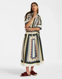 Drawstring Skirt Doric Placée Cream In Cotton Poplin