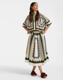 Drawstring Skirt Doric Placée Cream In Cotton Poplin -Fashion Clothing SKI0106COT015DOR01 WH03 2