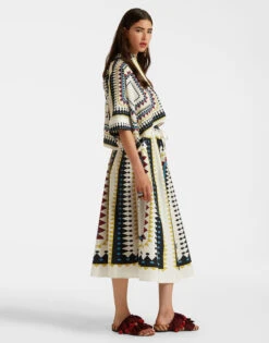 Drawstring Skirt Doric Placée Cream In Cotton Poplin -Fashion Clothing SKI0106COT015DOR01 WH03 3