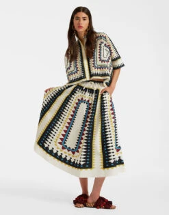 Drawstring Skirt Doric Placée Cream In Cotton Poplin -Fashion Clothing SKI0106COT015DOR01 WH03 4